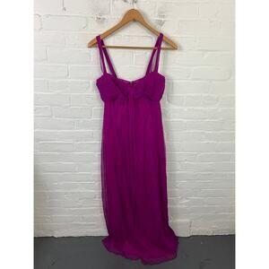 Amsale Women’s Crinkled Chiffon Gown Dress Sleeveless Lined Purple Size 6